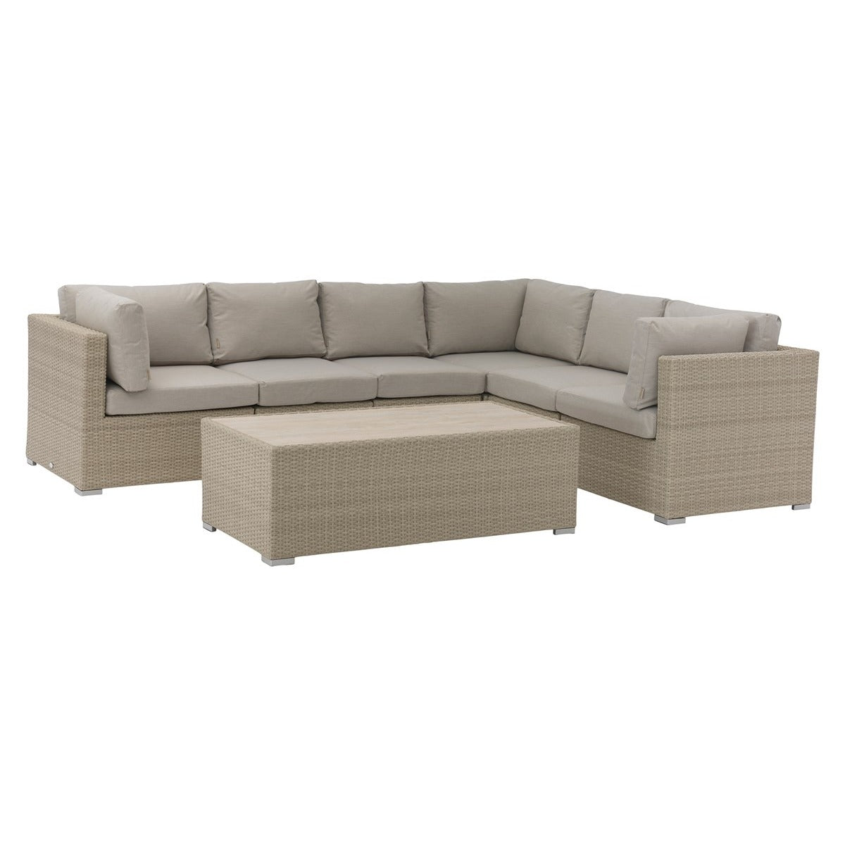 Nutmeg Rattan L-Shape Sofa with Rectangle Coffee Tablegarden