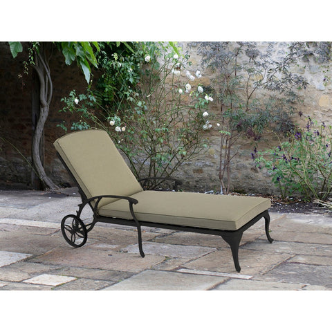 Black Cast Aluminium Lounger with Wheelsgarden