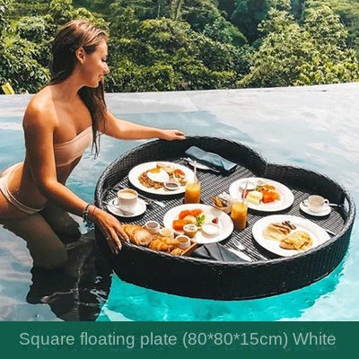 Simple Internet celebrity rattan basket floating round water tray Bali homestay hotel villa swimming pool dinner plate garden