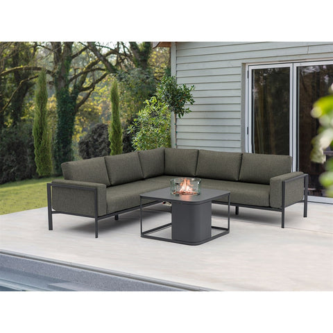 Corner Sofa Set with Square Firepit Tablegarden