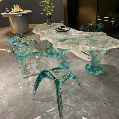 Transparent Platinum Crystal Resin Tea Table