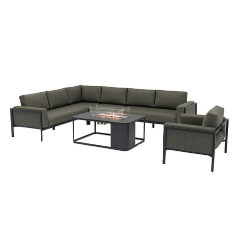 L-Shape Sofa Set with Rectangle Firepit Tablegarden