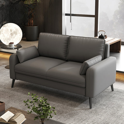 Modern minimalist black leather sofa