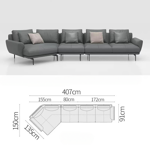 Italian minimalist leather sofa