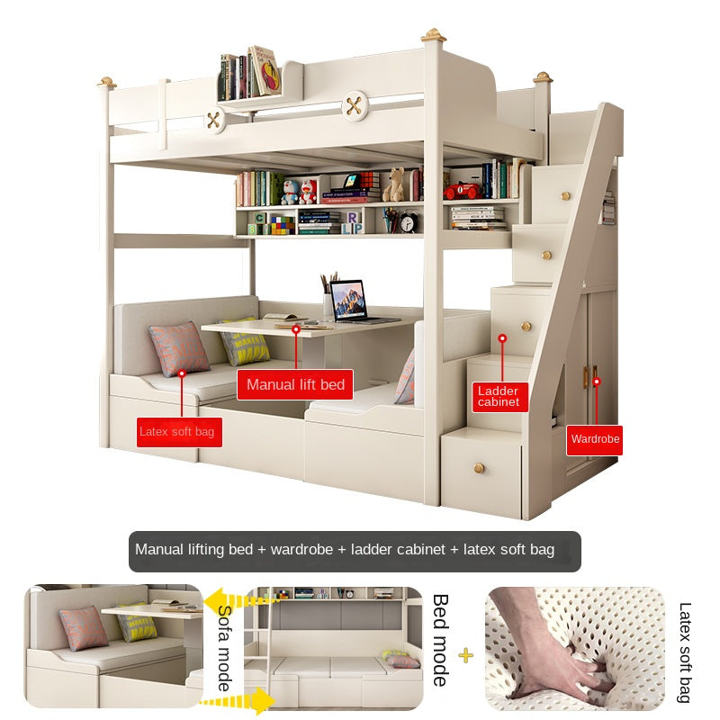 All solid wood simple upper and lower children's beds