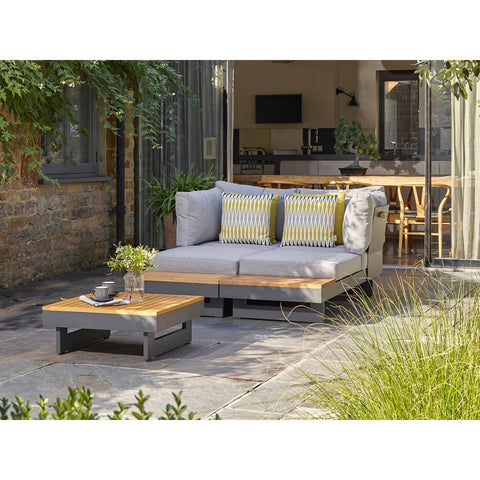 Square Modular Sofa with Square Teak Coffee Tablegarden