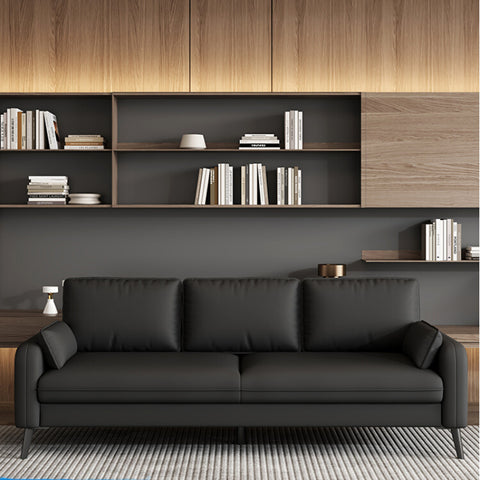 Modern minimalist black leather sofa