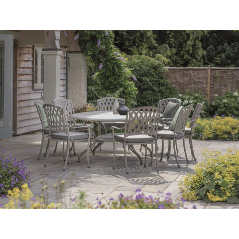 Stone Cast Aluminium 8 Seat Elliptical Dining Setgarden