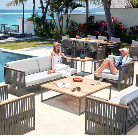 Leisure tables and chairs aluminum alloy teak wood rainproof and sunscreen combination furnituregarden