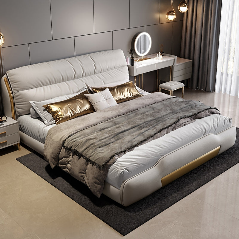 Modern minimalist high-end luxury leather king bed