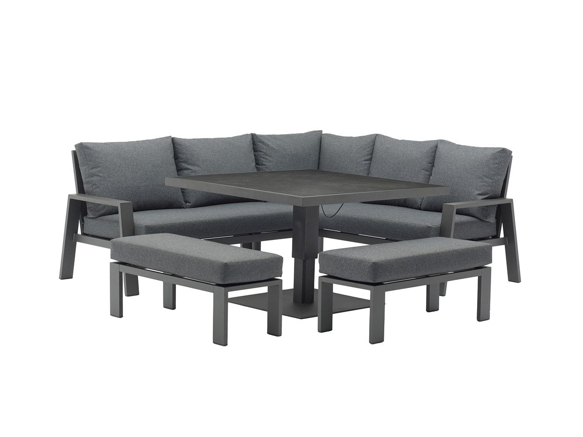 orner Sofa with Square Piston Adjustable Table & 2 Benchesgarden