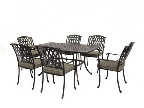 Black Cast Aluminium 6 Seat Rectangle Dining Setgarden