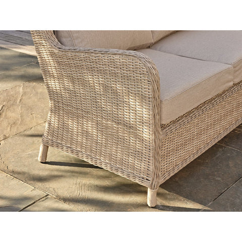 Sandstone Rattan 2 Seater Sofa with Rectangle Coffee Table & 2 Armchairsgarden