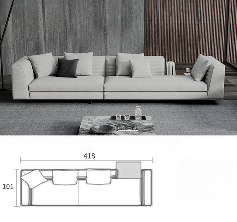 High-end Italian minimalist leather sofa