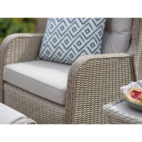 Sandstone Rattan Recliner Set with 2 Footstools & Side Tablegarden