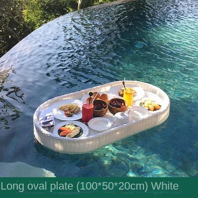 Simple Internet celebrity rattan basket floating round water tray Bali homestay hotel villa swimming pool dinner plate garden