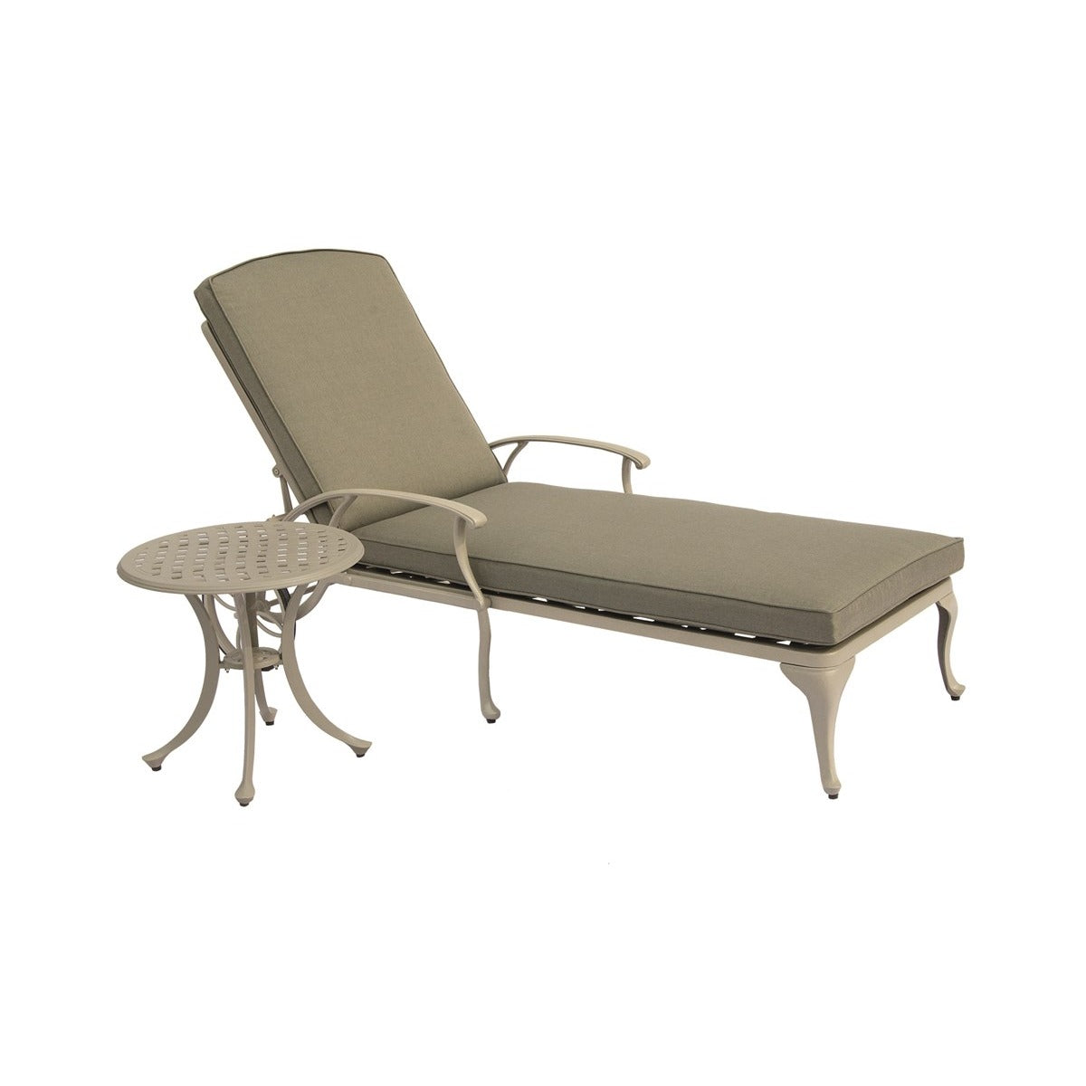 Stone Cast Aluminium Lounger with Wheels & Side Tablegarden