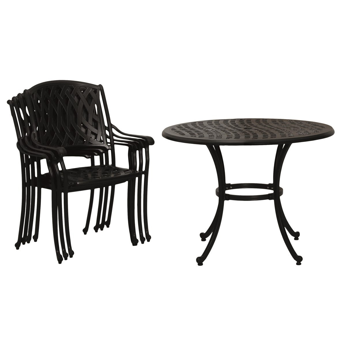 Black Cast Aluminium 4 Seat Round Dining Setgarden