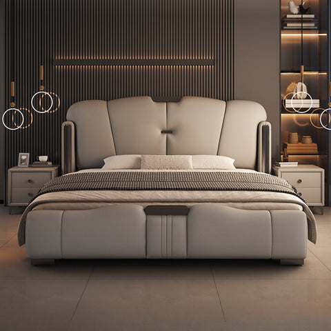 New high-end modern minimalist leather king bed