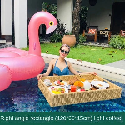 Simple Internet celebrity rattan basket floating round water tray Bali homestay hotel villa swimming pool dinner plate garden