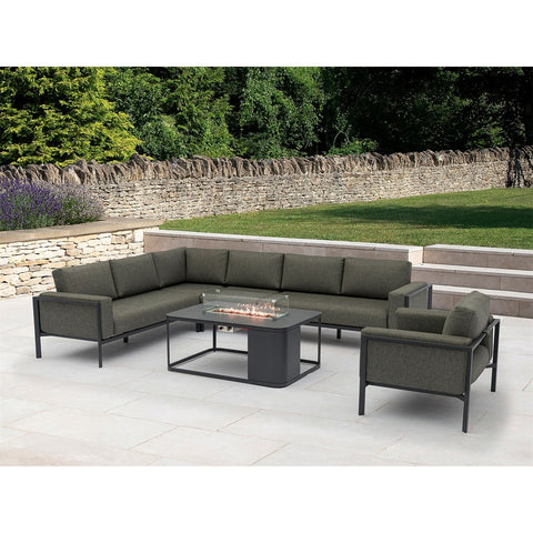 L-Shape Sofa Set with Rectangle Firepit Tablegarden