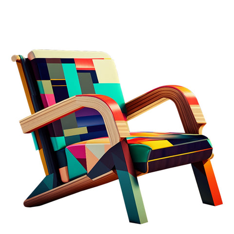 Abstract color block art leisure single chair