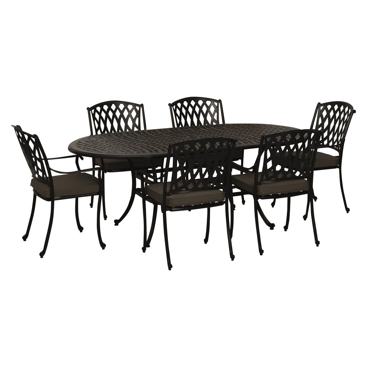 Black Cast Aluminium 6 Seat Elliptical Dining Setgarden