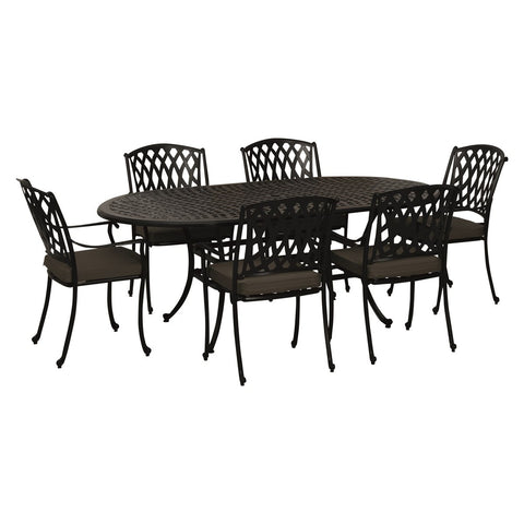 Black Cast Aluminium 6 Seat Elliptical Dining Setgarden