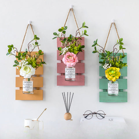 Wall flower basket ornaments live room wall bionic flower background decoration