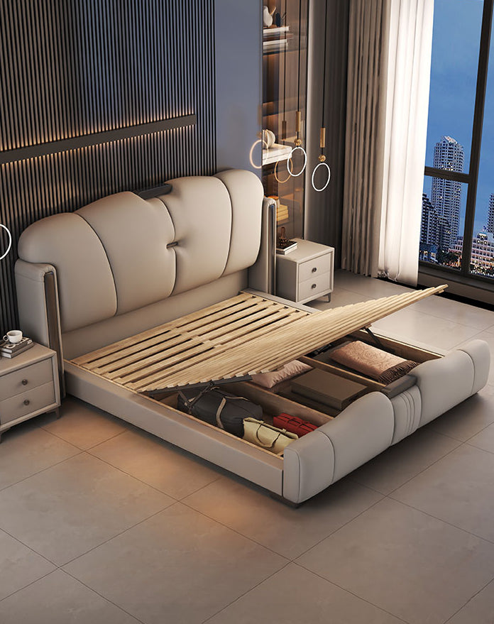 New high-end modern minimalist leather king bed