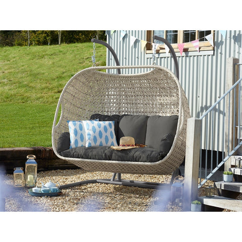 Dove Grey Rattan Triple Hanging Cocoongarden