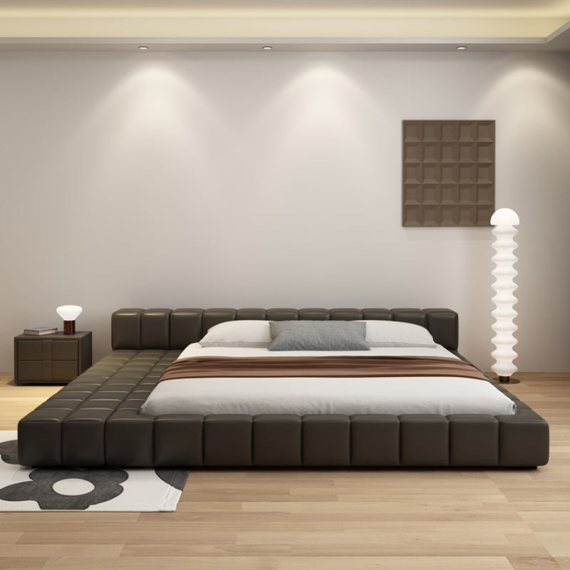 Italian minimalist leather bed