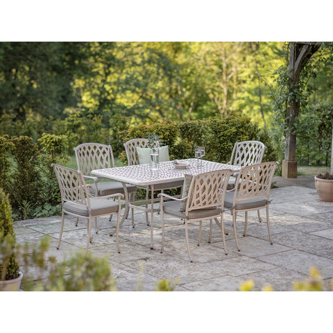 Stone Cast Aluminium 6 Seat Rectangle Dining Setgarden