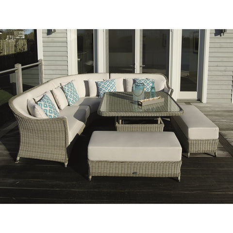 Carlo Corner Sofa with Square Dual Height Table & 2 Benchesgarden