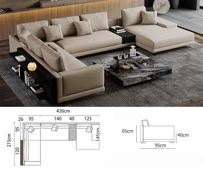 Mondrian Italian minimalist leather sofa