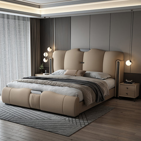 Modern high-end leather storage bed