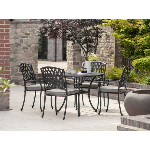 Black Cast Aluminium 4 Seat Round Dining Setgarden