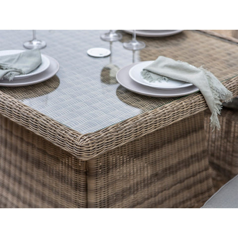 Rattan 4 Seat Square Dining Set with Parasol & Basegarden