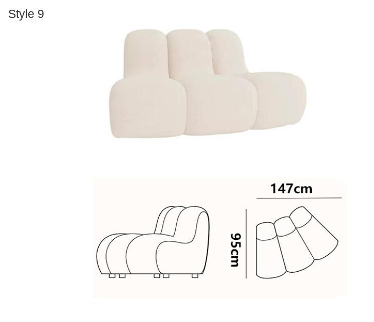 Nordic French fan S arc combination sofa hotel beauty salon art exhibition hall back to back double-sided sofa