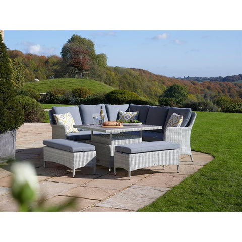 Cloud Rattan Corner Sofa with Square Dual Height Tree-Free Top Table & 2 Benchesgarden