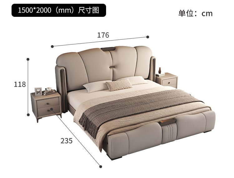 New high-end modern minimalist leather king bed