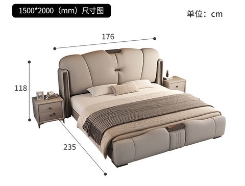 New high-end modern minimalist leather king bed