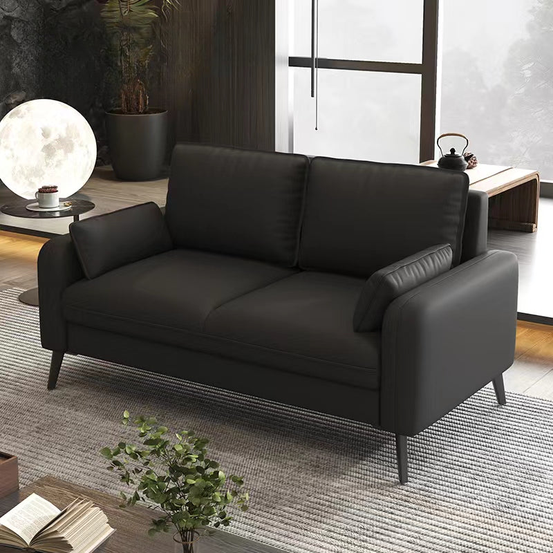 Modern minimalist black leather sofa