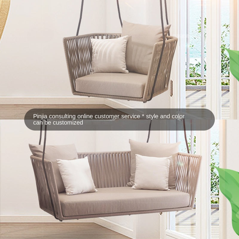 Outdoor swing balcony glider courtyard outdoor to swing Internet celebrity indoor home single double rattan cradle glider garden