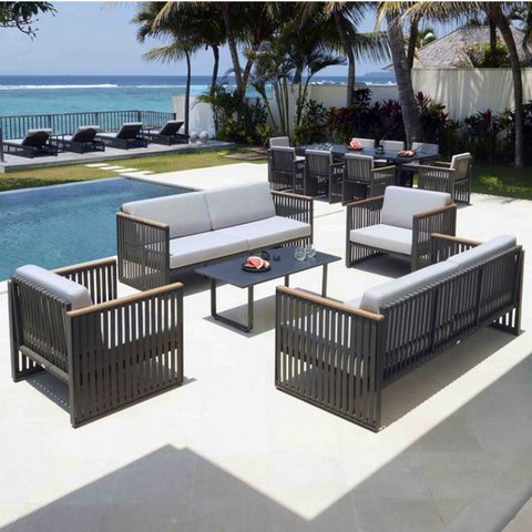 Leisure tables and chairs aluminum alloy teak wood rainproof and sunscreen combination furnituregarden