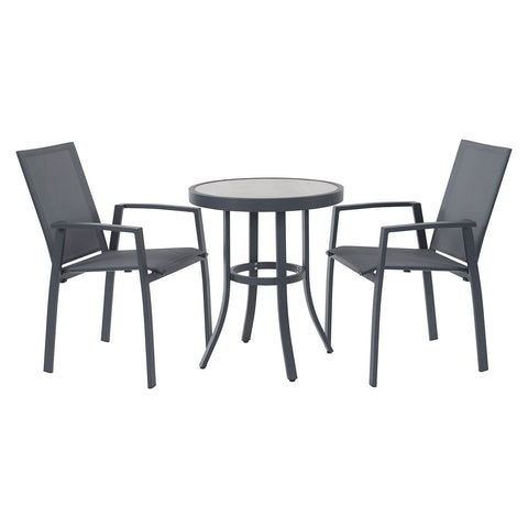 Textilene Round Bistro Table Set with 2 Armchairsgarden