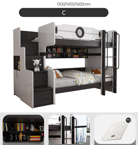 Up-down multifunctional oak children's bed