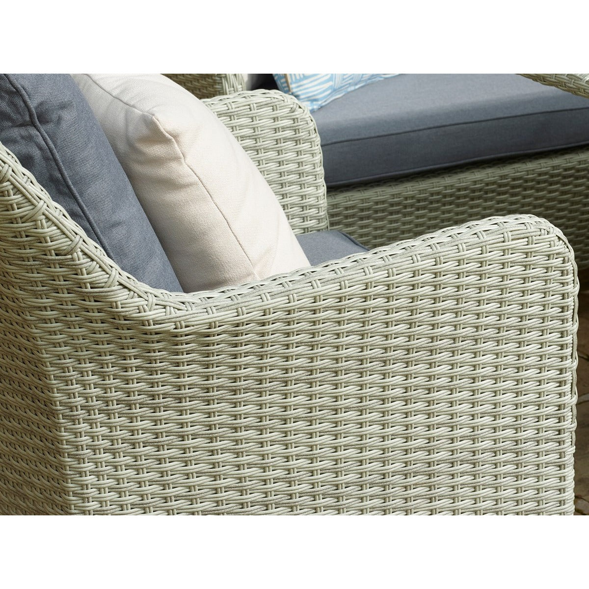 Cloud Rattan L-Shape Sofa with Rectangle Dual Height, Tree-Free Top Table, Armchair & Benchgarden