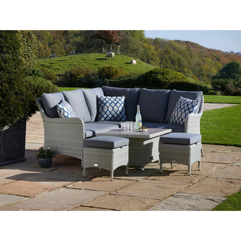 Cloud Rattan Mini Corner Sofa with Dual Height, Tree-Free Top Table & 2 Stoolsgarden