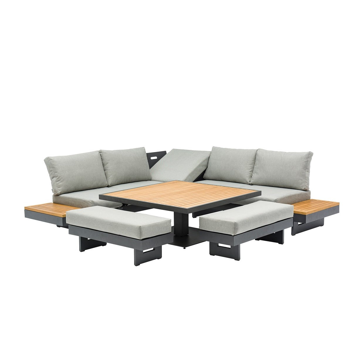 Corner Sofa with Square Piston Adjustable Table & 2 Benchesgarden